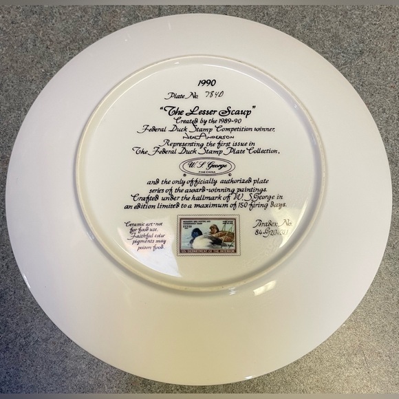 Duck Decorative Plate 1990 “The Lesser Scaup” - Picture 2 of 2